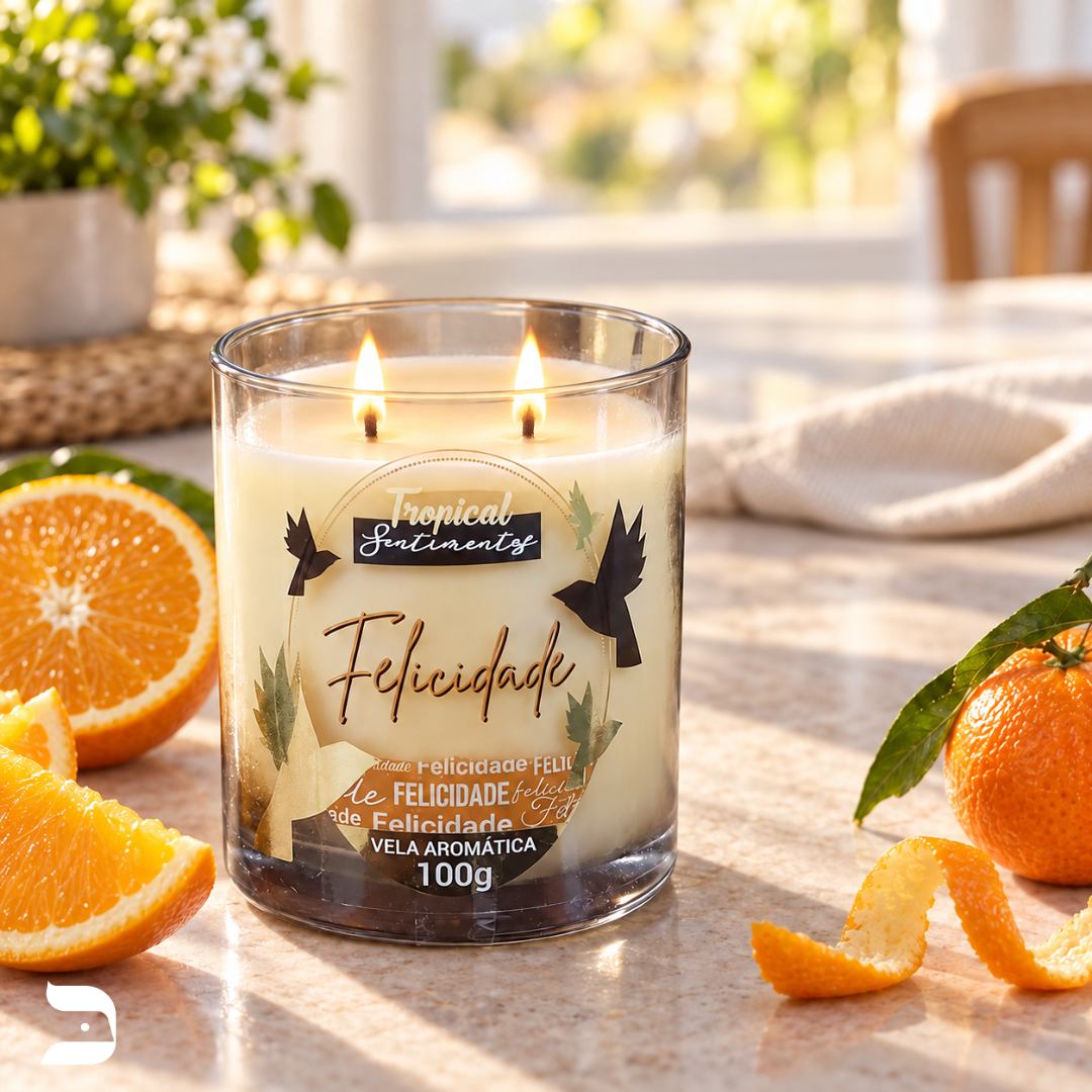 Vela Aromática Felicidade 100g | Tropical Sentimentos