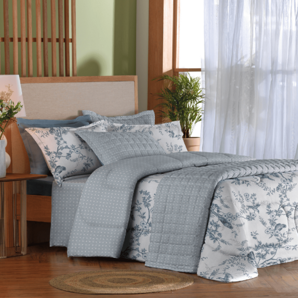 JOGO DE CAMA SOFISTICATA CASAL 3 PEÇAS CANTO DOS PÁSSAROS