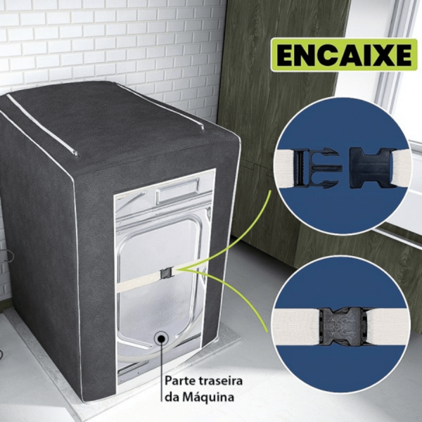 CAPA DE MÁQUINA DE LAVAR CINZA 12kg A 18kg