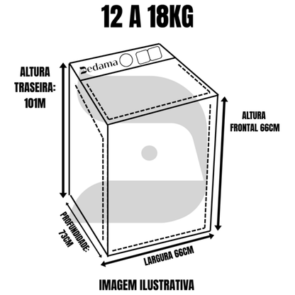 CAPA DE MÁQUINA DE LAVAR CINZA 12kg A 18kg