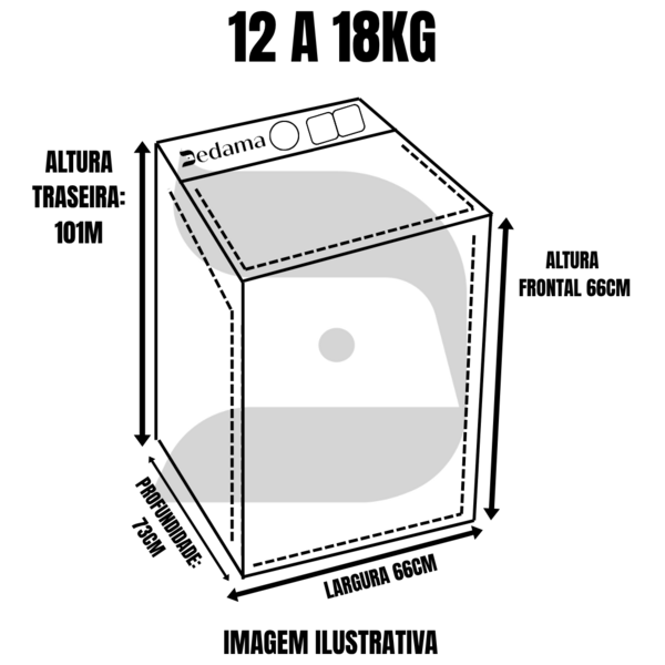 CAPA DE MÁQUINA DE LAVAR CINZA 12kg A 18kg