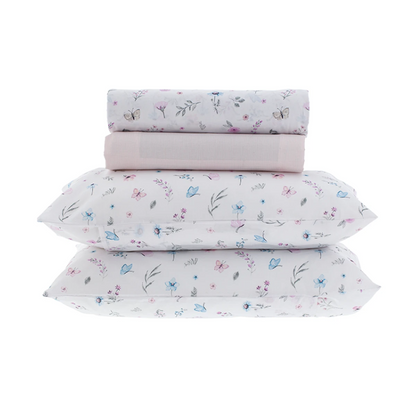 JOGO DE CAMA PERCAL 180 FIOS QUEEN MARIPOSY