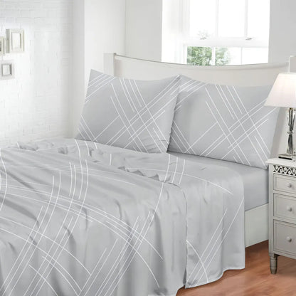 JOGO DE CAMA TOQUE DE SEDA QUEEN 4 PEÇAS RISCADO