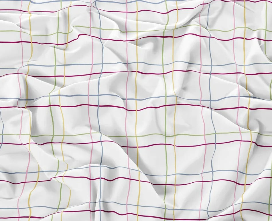JOGO DE CAMA TOQUE DE SEDA QUEEN 4 PEÇAS QUADRICULADO