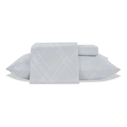 JOGO DE CAMA TOQUE DE SEDA QUEEN 4 PEÇAS RISCADO