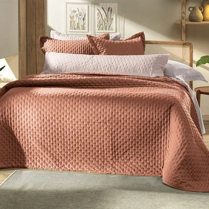 COLCHA QUEEN TOQUE ACETINADO TERRA
