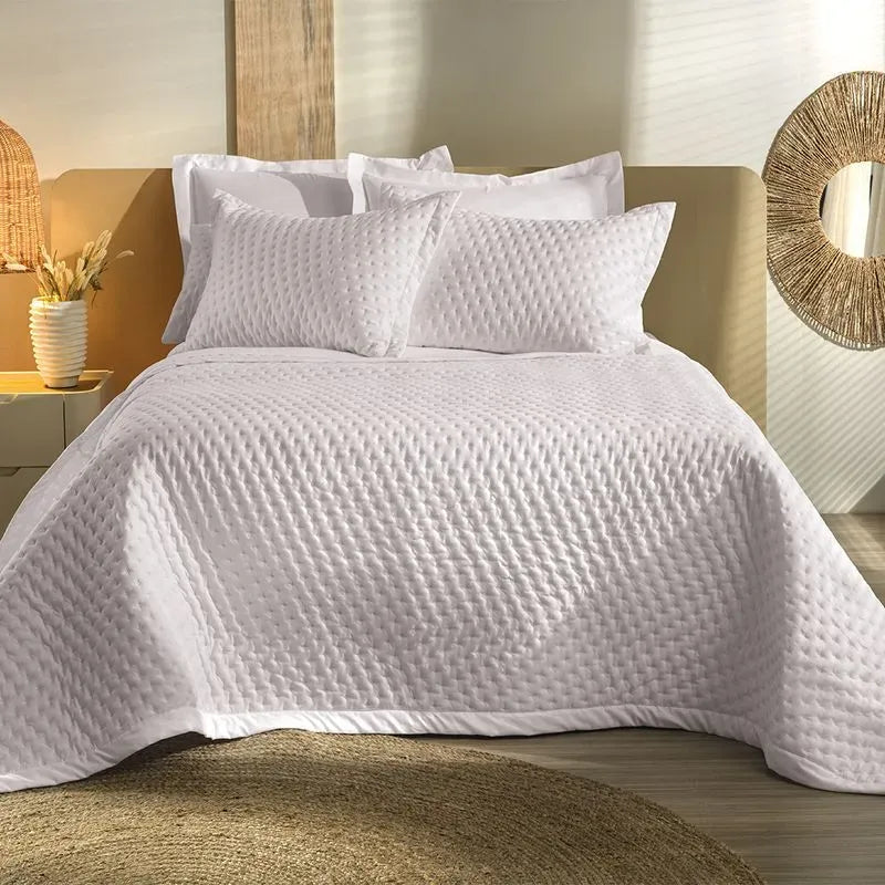 COLCHA QUEEN TOQUE ACETINADO LABIRINTO BRANCO