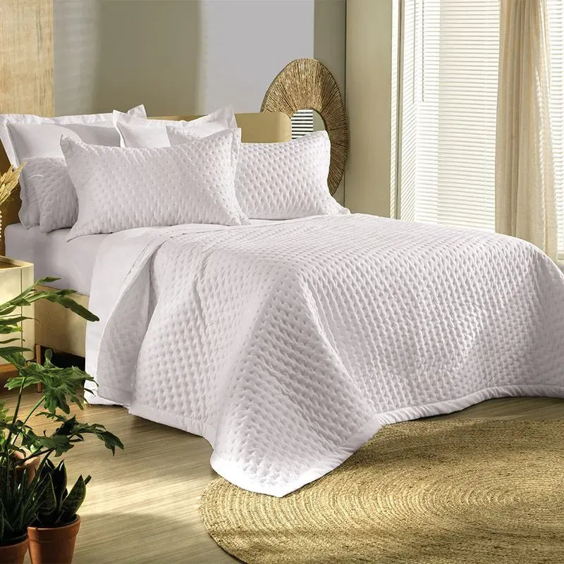 COLCHA QUEEN TOQUE ACETINADO LABIRINTO BRANCO