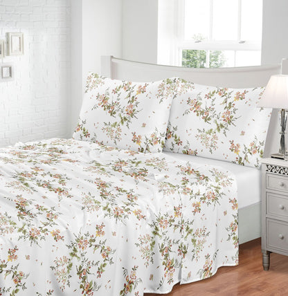 JOGO DE CAMA TOQUE DE SEDA CASAL 4 PEÇAS FLORAL