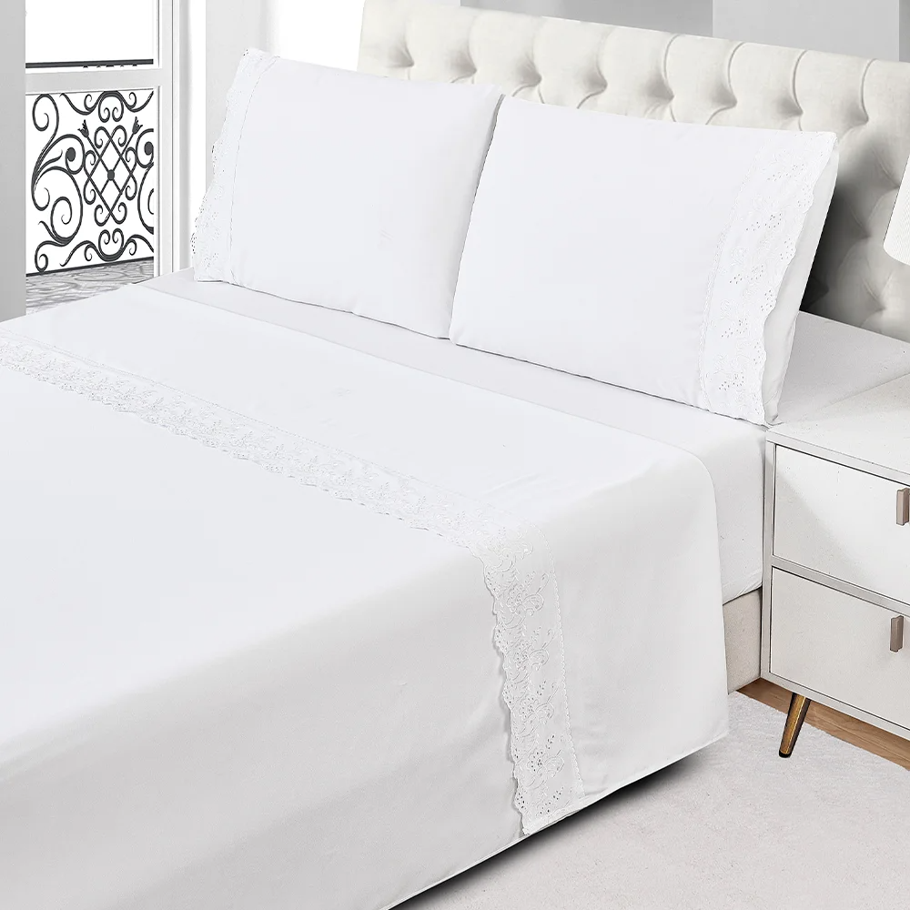JOGO DE CAMA TOQUE DE SEDA CASAL 4 PEÇAS BRANCO