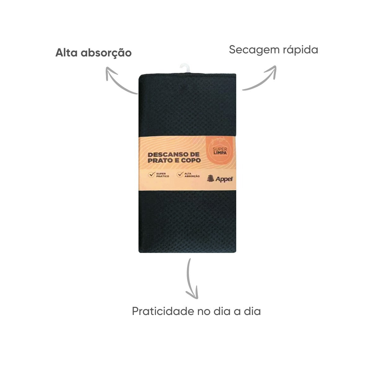 DESCANSO DE COPO PRETO GRANDE
