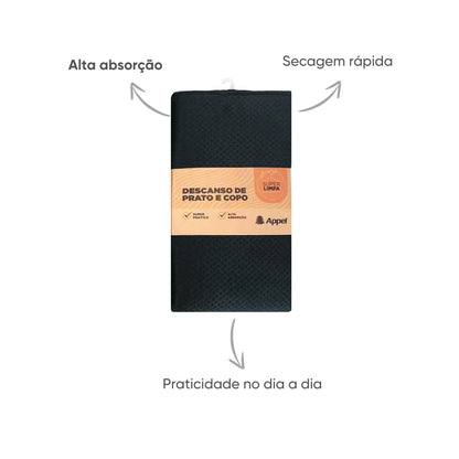DESCANSO DE COPO PRETO GRANDE