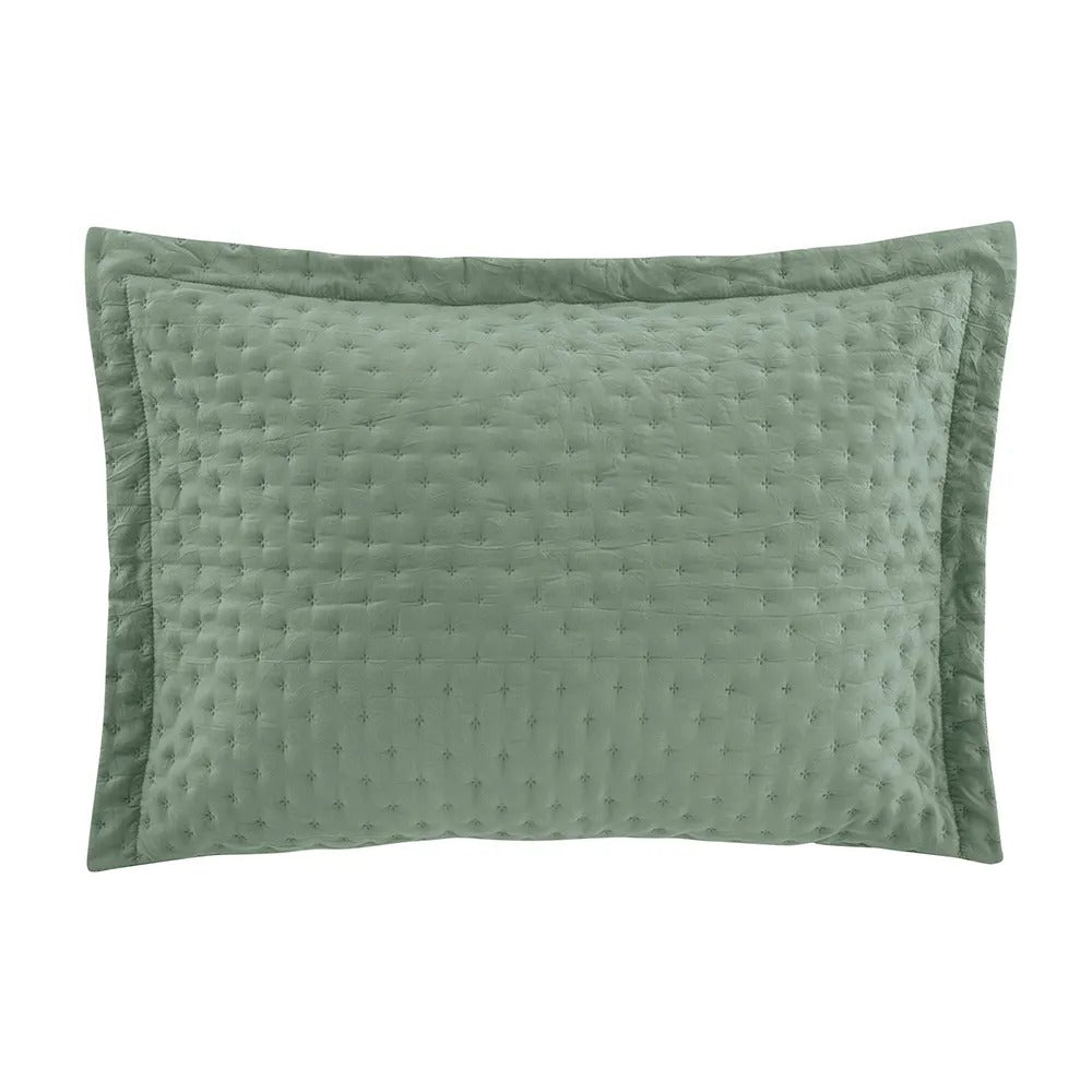 COLCHA QUEEN TOQUE ACETINADO VERDE GRANITO