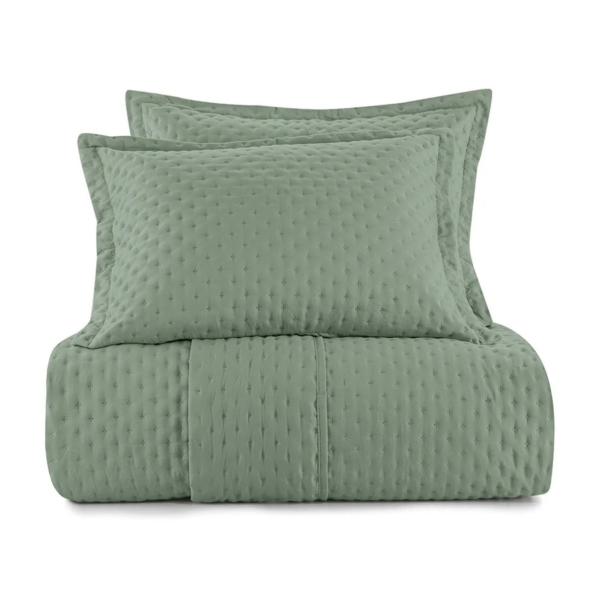 COLCHA QUEEN TOQUE ACETINADO VERDE GRANITO