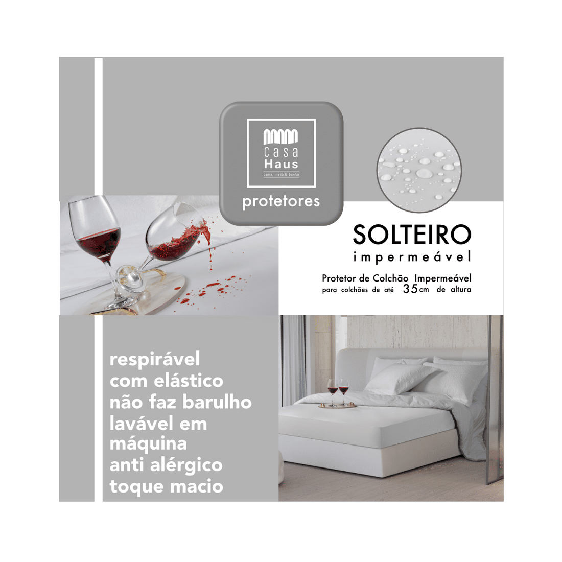 Protetor Impermeável Solteiro